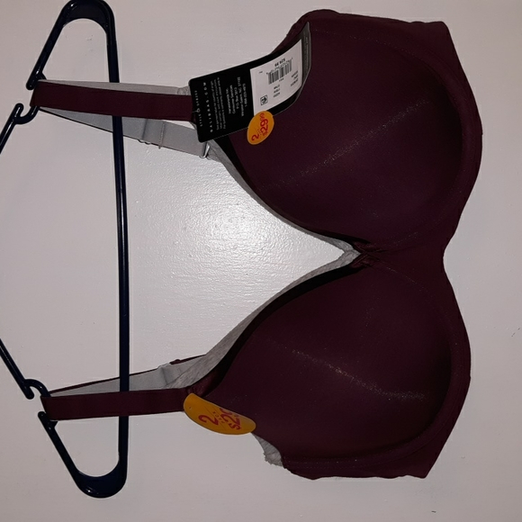 Bali Intimates & Sleepwear Two Bali Tshirt Bras Grey Burgundy 42dd